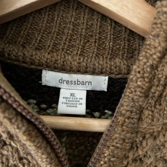 dressbarn XL Multicolor Patchwork Knit Wool Blend Zip Up Cardigan - Picture 2 of 4